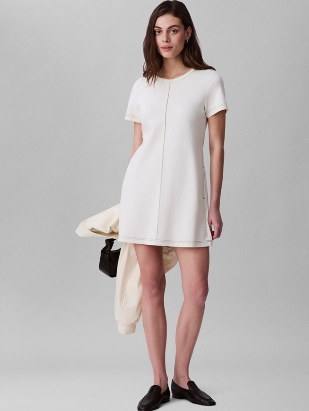 Calvin Klein Cream Short-Sleeve Mini Dress  Shift Dress
